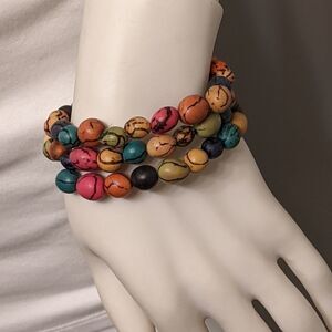 Multi color patterned wrap bracelet